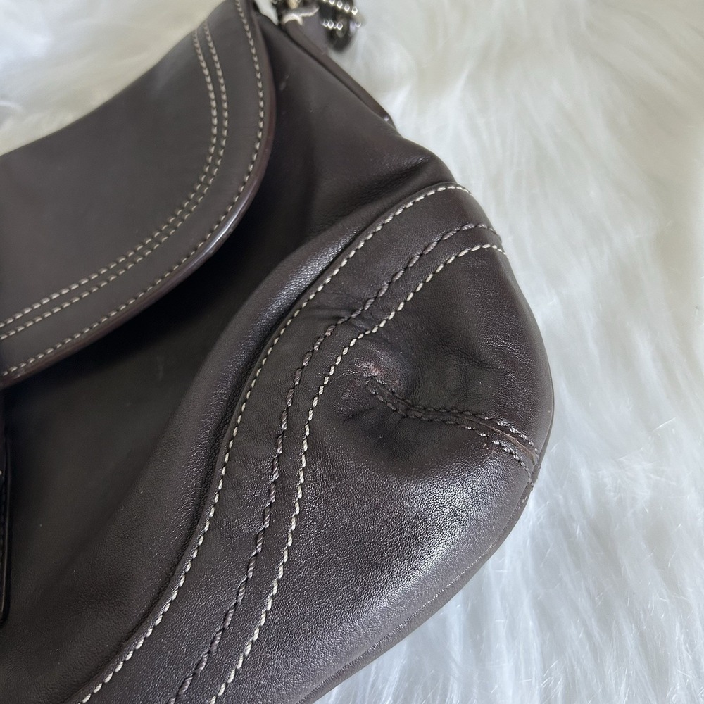 Coach Soho Flap Dark Brown Leather Shoulder Bag J0776-F10910 Excellent - Picture 6 of 13